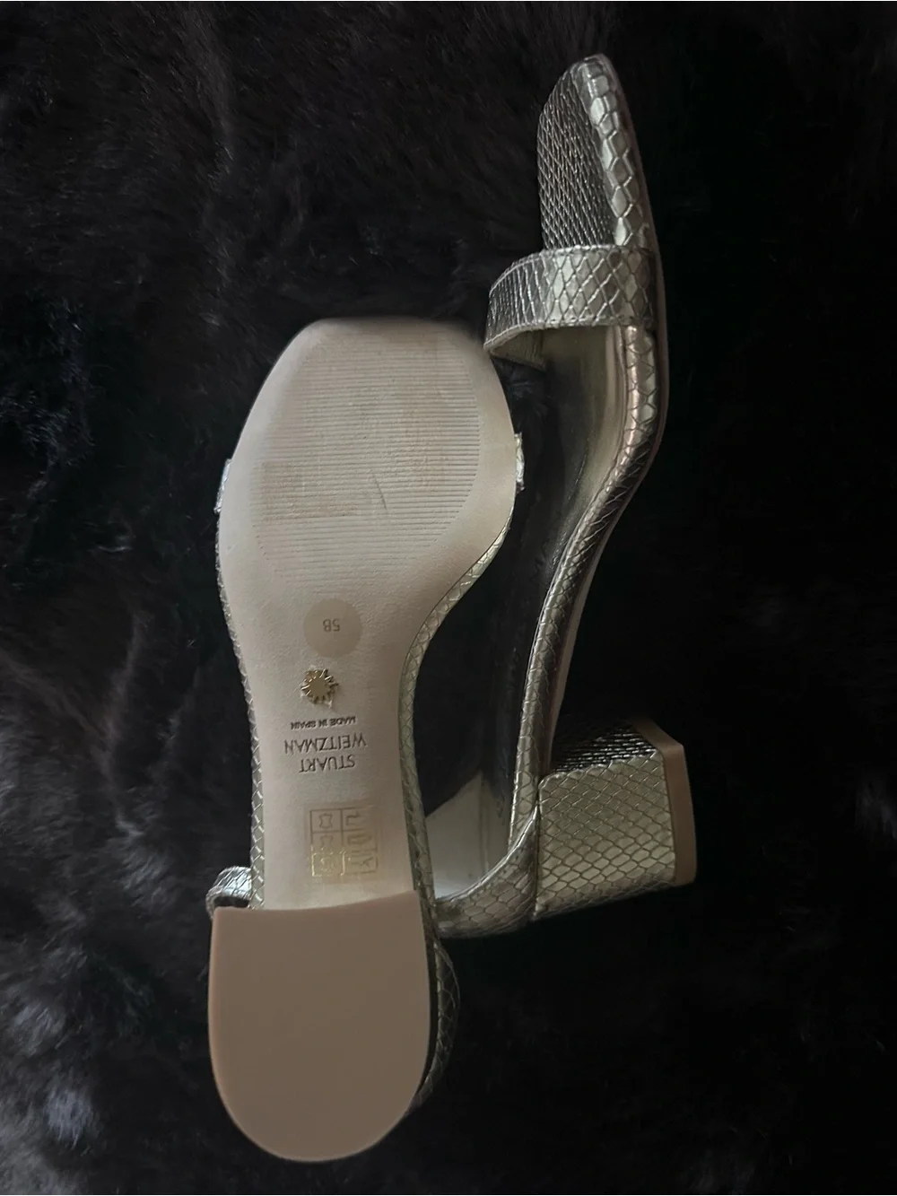 Stuart Weitzman Metallic Silver Ankle-Strap Sandals